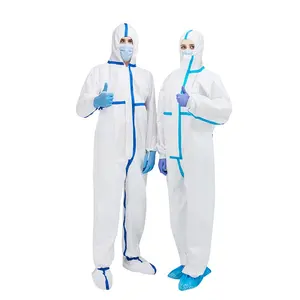 Macacão médico PPE personalizado macacão Hazmat Suit com fita azul