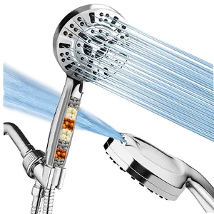 Factory Bathroom Accessories 10 Setting Handheld Rain Shower Head Filter Bath Abs Rainfall Hand Shower Head