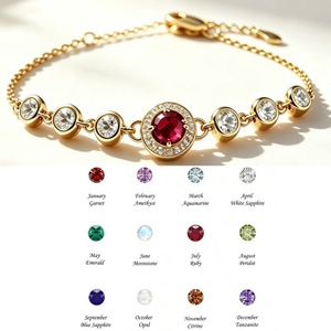 Luxury <strong>925</strong> Sterling Silver 18KGold Plated Colorful Gemstone December Birthstone Charm <strong>Braclet</strong> for Wedding - Product Image 2