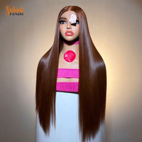 Perruques Lace Front HD en Cheveux Humains Bruts Lisses de Qualité Luxe Couleur Marron, Perruques Lace Closure HD 5x5 Cheveux Humains Lisses Naturels Vietnamiens