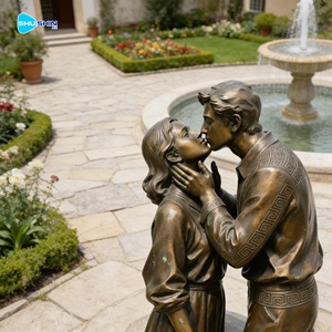 Estatua de Bronce de Pareja Besándose a Tamaño Real, Fundida a Mano, <span class=keywords><strong>Escultura</strong></span> Romántica para Exhibición en Jardín Exterior - Product Image 3