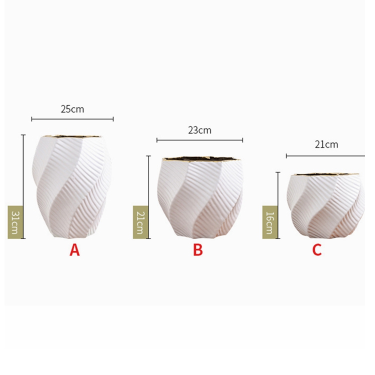 Light luxury living room flower arrangement decorated spiral white ceramic vase