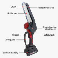 Mini tronçonneuse industrielle DIY à batterie 21 V, barre de guidage de 6 pouces, 550 W, outil d'élagage électrique OEM