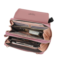 Dompet Panjang Wanita Gaya Korea Baellerry, Tempat Ponsel dengan Ritsleting, Tas Tangan Kulit Wanita