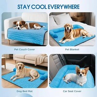 Lit pour animaux de compagnie moderne en soie glacée rafraîchissante d'été, style canapé, avec tapis respirant amovible et lavable, et soutien cervical pour chiens et chats de petite/moyenne taille