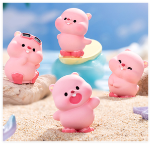 3D Micro Paysage Dessin Animé Jardin Animaux Figurines Décorations Miniatures Sculpture Résine rose <span class=keywords><strong>Castor</strong></span> Figurines Dollhouse Kid Toys - Product Image 5