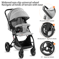 Poussette pliable à une main avec poignée avant amovible, 3 positions, pour bébés, nourrissons et tout-petits, avec grand panier de rangement