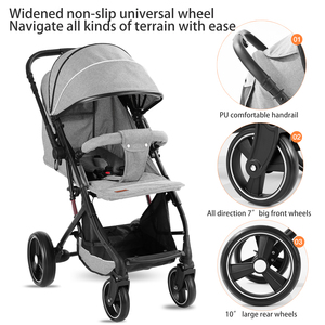 Phía Trước Xử Lý Có Thể Tháo Rời 3 Nếp Gấp Một Tay Nhanh Chóng Gấp Xe Đẩy Cho Trẻ Sơ Sinh Pram Trẻ Sơ Sinh Toddler Xe Đẩy Với Lưu Trữ Lớn Giỏ - Product Image 3