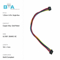 Harness Kabel Molex 6 Pin Pitch 1.25mm, Kabel Konektor 26AWG 14.5CM untuk PCB Encode