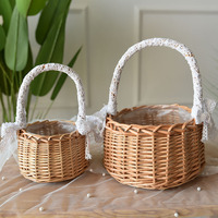 Panier à fleurs en osier tissé à la main Willow, petit panier en rotin, panier cadeau pour Pâques