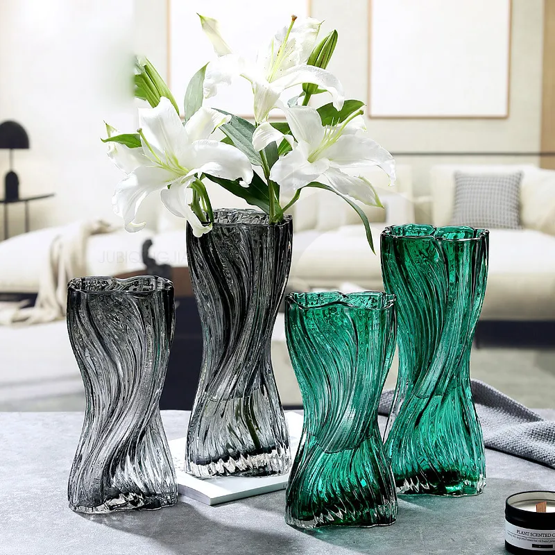 Vase en verre gaufré transparent comptoir fleur table décoration de mariage vase en cristal 2.20 $-5.50 $