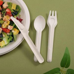 Ensemble de couverts biodégradables en bagasse de canne à sucre, les plus vendus – Couteau, fourchette, cuillère jetables pour la restauration, les plats à emporter et la livraison - Product Image 2