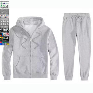 Ensemble de cardigan à capuche en coton, nouvelle micro-étiquette brodée, logo brodé personnalisé, cardigan à fermeture éclair d'hiver, ensemble de pull, ensemble 2 pièces - Product Image 1