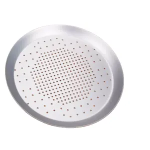 6.5-16inches Aluminum Alloy Round Pizza Tray with hole Perforated Pizza Crisper Pan for Home Restaurant Kitchen