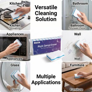 Éponge magique ergonomique en mélamine en forme de vague, éponge de nettoyage nano double couche pour les taches de cuisine, de salle de bain et domestiques - Product Image 5