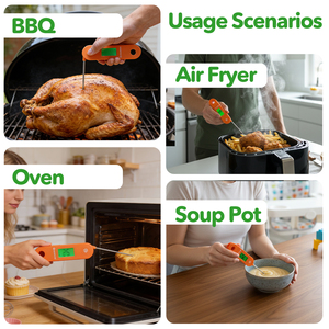 Thermomètre alimentaire rechargeable, étanche IP68, -50°C ℃ ~300 ℃   Utilisation à une main pour le four de <span class=keywords><strong>cuisine</strong></span> et le barbecue - Product Image 6