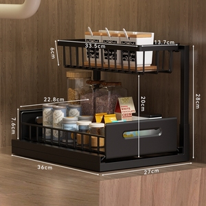 Nouveau style sous l'évier organisateur sous l'évier organisateurs et panier de <span class=keywords><strong>rangement</strong></span> 2 niveaux en métal <span class=keywords><strong>coulissant</strong></span> sur évier étagère extractible <span class=keywords><strong>armoire</strong></span> - Product Image 5