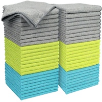 50PK Serviettes en microfibre douce - 87% polyester 13% polyamide, absorbantes et sans traces pour voitures, cuisine, fenêtres (12 po x 12 po)
