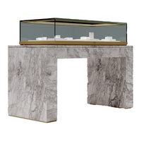 Vitrine de Luxe Personnalisée en Marbre pour Bijoux, Comptoir d'Exposition en Verre Moderne, Meuble de Présentation OEM/ODM pour Boutique, Magasin de Détail, Montres, Pierres Précieuses et Métal