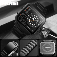 Nuevo reloj Skmei 2time para hombre en relojes de pulsera, relojes de cuarzo digitales dorados, reloj de acero resistente al agua deportivo de moda japonesa Movt 1392