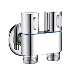 Vente chaude double poignée une entrée deux sorties vanne d'arrêt d'eau Chrome Bidet Angle vanne d'arrêt pour toilette salle de bain