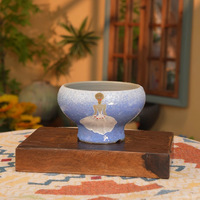 Pot de fleurs en céramique en forme de hot pot, décoration créative pour la maison, taille moyenne, fait main, design simple, dégradé tournesol