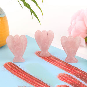 クリスタルエンジェル1.5インチ混合材料彫刻スピリットローズクォーツエンジェル工場卸売 - Product Image 4