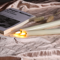 Ensemble de 2 bougies LED à piles Matti's 3D Real Flame Home Decoration, forme conique lisse, couleur ivoire