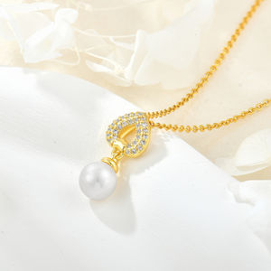 Collar con Colgante de <span class=keywords><strong>Perla</strong></span> de Plata de Ley 925 de Lujo, Chapado en Oro de 18K, con Circonita Cúbica en Forma de Corazón, Joyerí<span class=keywords><strong>a</strong></span> para Mujer, Proveedor Mayorista - Product Image 3