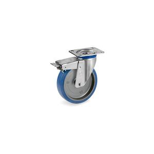 Ruedas de goma elástica TELLURE ROTA - 739204 Sigma, Centro de poliamida 6, soporte de placa superior giratoria tipo M con rueda de bloqueo delantera W - Product Image 1