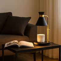 Lampe chauffe-cire électrique à intensité variable avec minuterie, abat-jour métallique réglable en hauteur, pour bougies en pot