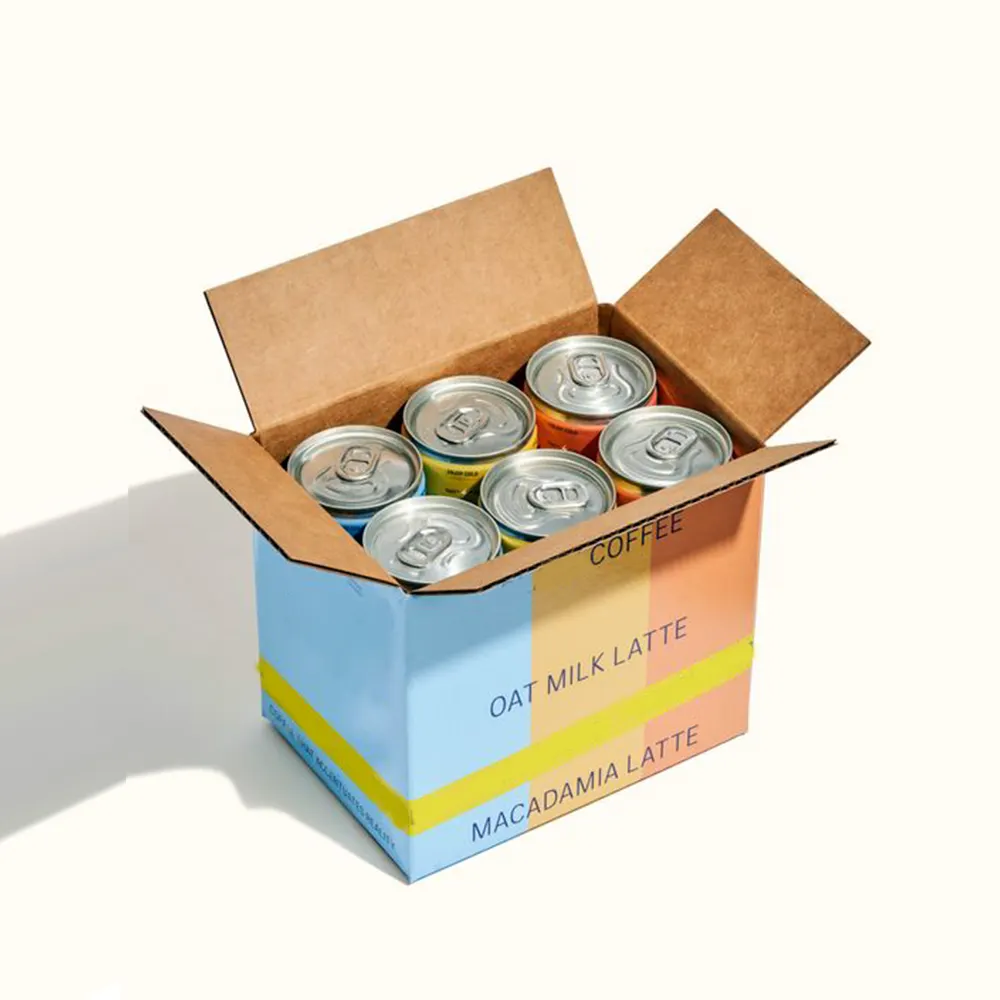 カスタムロゴ段ボールコーヒー豆缶包装箱段ボール輸送カートンドリンク缶ショッピングボックス
