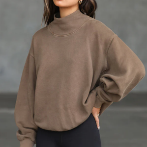 Pullover da <span class=keywords><strong>donna</strong></span> di <span class=keywords><strong>marca</strong></span> personalizzata OEM <span class=keywords><strong>felpa</strong></span> sportiva con cappuccio da palestra retrò oversize con colletto Modulare laterale - Product Image 1