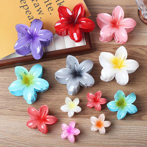 Offre Spéciale 4cm / 8cm fleur hawaïenne pince à cheveux doux femmes filles cheveux accessoires dégradé couleur bonbon griffe de cheveux - Product Image 3