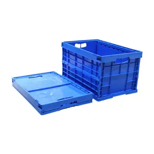600*400*280塑料周转箱，用于仓库冷藏塑料可折叠储物篮，折叠储物箱