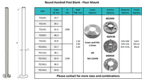 TOPTION Embout de poteau rond en acier inoxydable pour balustrade, taille : 42,4 x 1130,3 mm, finition satinée 304