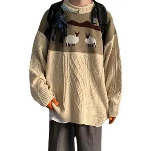 घिरना नवीनतम कोरिया ग्रे स्वेटर स्वेटर पुरुषों लंबी आस्तीन बुना हुआ स्वेटर शीर्ष गुणवत्ता गर्म कोट