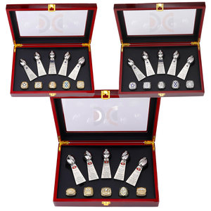 Anillos de Campeonato de los <span class=keywords><strong>Dallas</strong></span> Cowboys de la <span class=keywords><strong>NFL</strong></span>, Juego de 5 Anillos con Incrustaciones de Oro de 18K, Estilo de Anillo de Compromiso y Boda, con Logotipo de Trofeo - Product Image 1