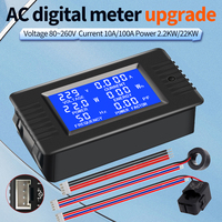 Peacefair Panel Meter Digital PZEM-022VH, Voltmeter fase tunggal 220V 100A & Amperemeter CT elektronik