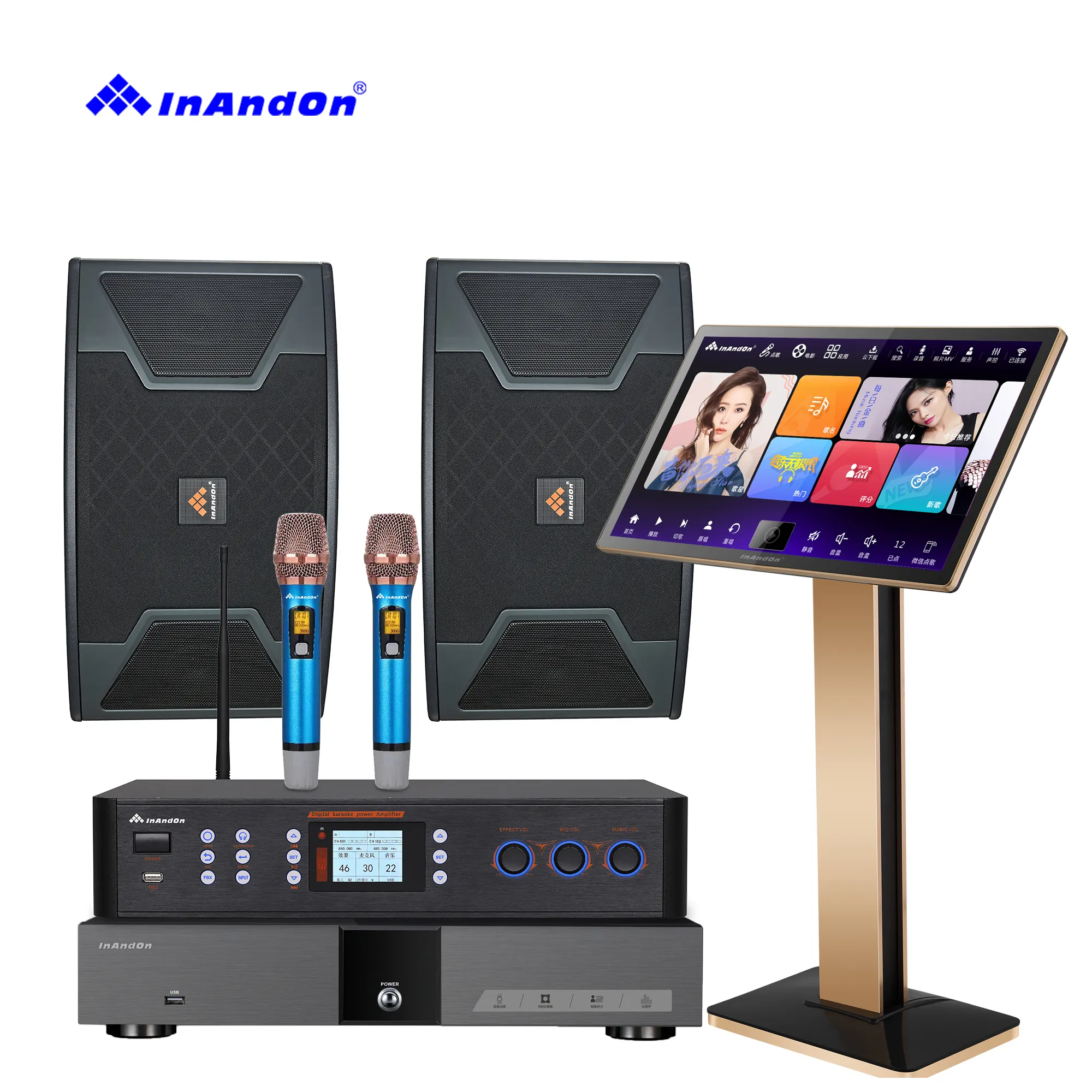 21.5 4T V5 MAX tam set Karaoke sistemi makinesi ev KTV InAndOn Karaoke sistemi makinesi