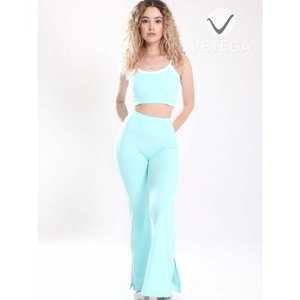 Vetega Mint Green Two-Tone Yoga Set with Removable Pads, High Elastic Seamless Leggings, Quick Dry <b>Crop</b> <b>Top</b>, Contrast Binding, 2 - Product Image 5