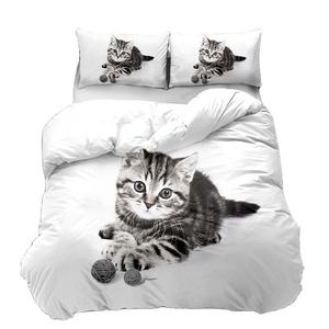 Parure de lit impression numérique 3D, ensemble de literie avec animaux, cheval, chat, chien, housse de <span class=keywords><strong>couette</strong></span> et taies d'oreillers - Product Image 5