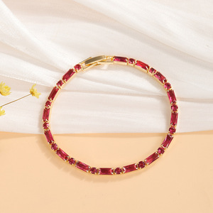 Fancy Light Luxury Zircon <b>Bracelet</b> Gold Plated Geometric Diamond Set Women's Jewelry Gift - Product Image 2