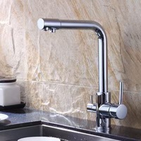 Robinet de cuisine moderne minimaliste gris avec système de filtration d'eau potable PVD, pulvérisateur extractible et robinets domestiques