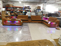 Sofá Inteligente con Luces LED, Multifuncional, de Cuero, con Masaje, Proyectores de Sonido, Espacio de Almacenamiento, Sofá Cama Reclinable