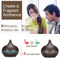 Diffuseur d'huiles essentielles ultrasonique à commande à distance, effet bois, 200 ml, brume fraîche, humidificateur d'air pour la maison et l'hôtel