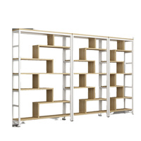 Présentoir industriel durable pour cosmétiques, étagère en acier et bois pour magasin de proximité pour bébés, vitrine d'échantillons