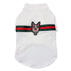 T-shirt de luxe pour chien de marque haut de gamme en gros |   Vêtements pour animaux de compagnie haut de gamme avec broderie de <span class=keywords><strong>bouledogue</strong></span> français pour les boutiques de produits pour animaux - Product Image 3
