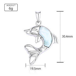 Colgante Larimar de Plata de Ley 925 femenino con brillo azul suave que exuda serenidad y encanto costero - Product Image 6