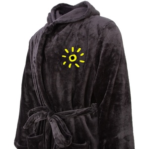 Luxurious Breathable Bath <strong>Robes</strong> Warm Dressing Gown Soft Plush Cotton Hooded <strong>Mens</strong> Bathrobes with Pockets - Product Image 2